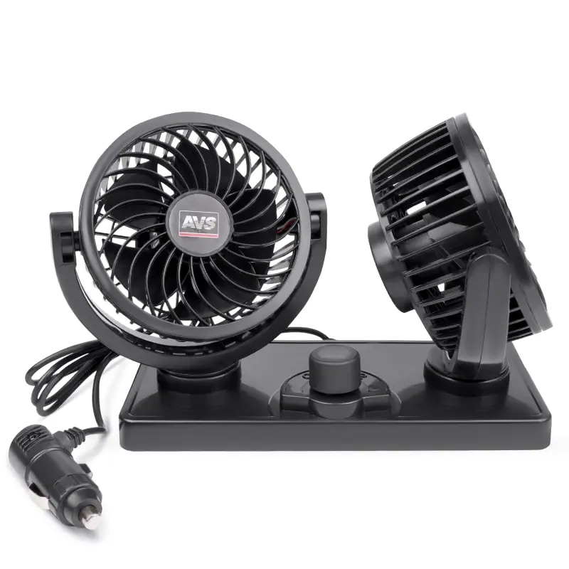 Вентилятор автомобильный двойной AVS 8098 12B 4" (корпус: пластик, цвет: чёрный)