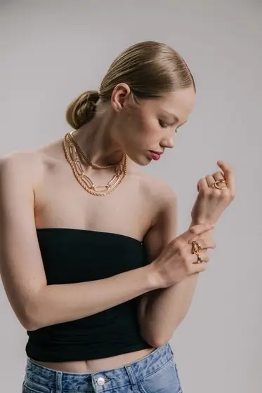 Цепь многослойная &laquo;Три вида&raquo;, железо, 3 яруса, L=30, 32, 40 см, цвет золото