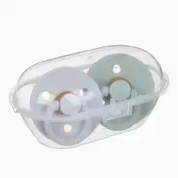 Соски-пустышки, от 3 мес., латекс, классические, в контейнере, набор из 2 шт., зелёный/серый, M&B