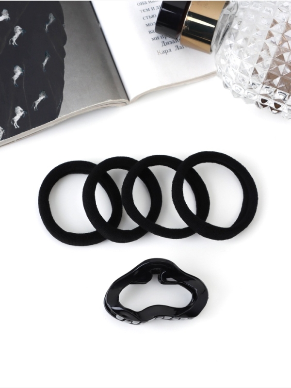 Набор для волос «Вивьен», 4 резинки 5.5 см, краб 4.5 см, волна, чёрный