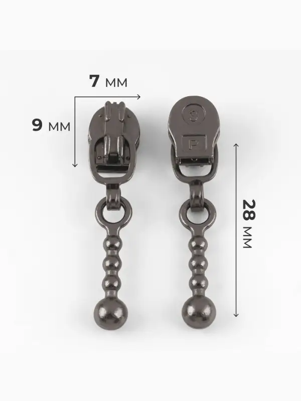 Бегунок для молнии &laquo;Спираль&raquo;, №3, декоративный, 10 шт., цвет чёрный никель