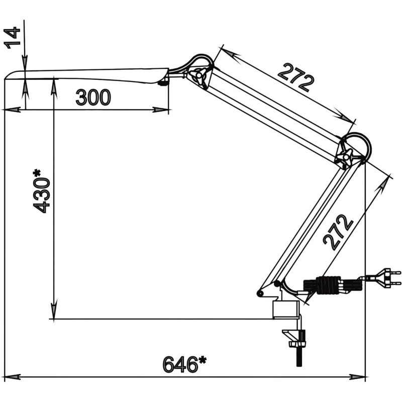 Светильник Трансвит Гермес, на струбцине,(черный),светодиодный, диммер