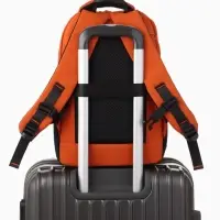 Рюкзак, 27*13*38,5 см, 2 отд 3н/карм, Комби, Водонепрон. дно, оранж/черн