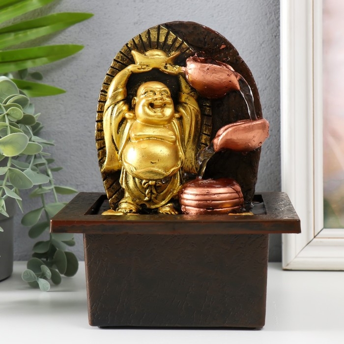 Фонтан настольный от сети Фонтан настольный от сети "Счастливый хотей со слитком золота" 13х13х20 см