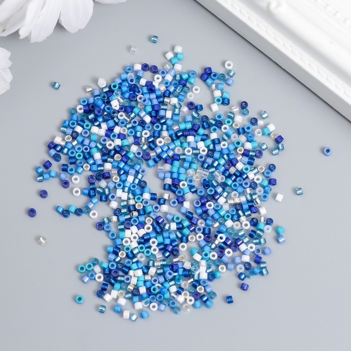 Бисер стекло 12/0  Бисер стекло 12/0 "Перламутр. Сине-голубое ассорти" 10 гр