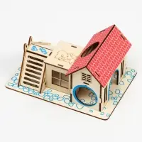 Комплекс-площадка для грызунов, 19&times;14 см, 2 домика и горка, фанера