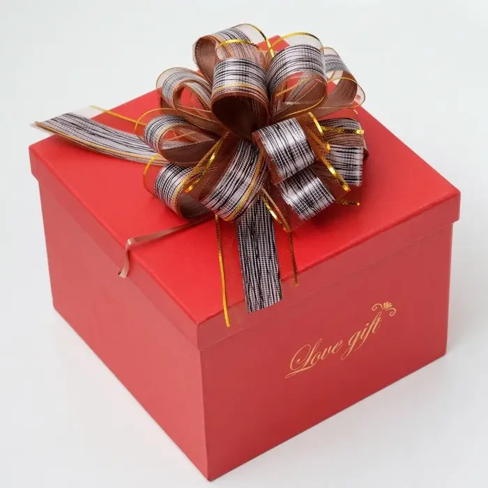 Подарочный бант - шар №5 &laquo;Узор&raquo;, цвет кофейный, для упаковки подарков