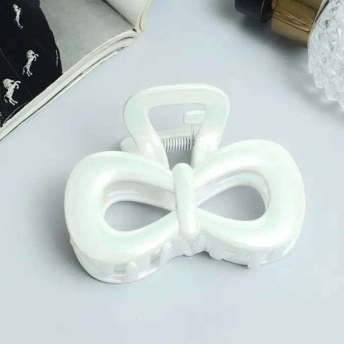 Крабик для волос «Лунара», бант, 8 см, белый Крабик для волос «Лунара», бант, 8 см, белый