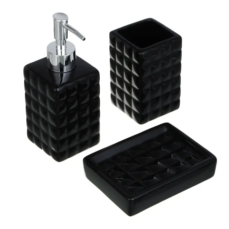 VETTA Дозатор для жидкого мыла, керамика, 260 мл, 6,5x6,5x17 см, графит, глянцевый