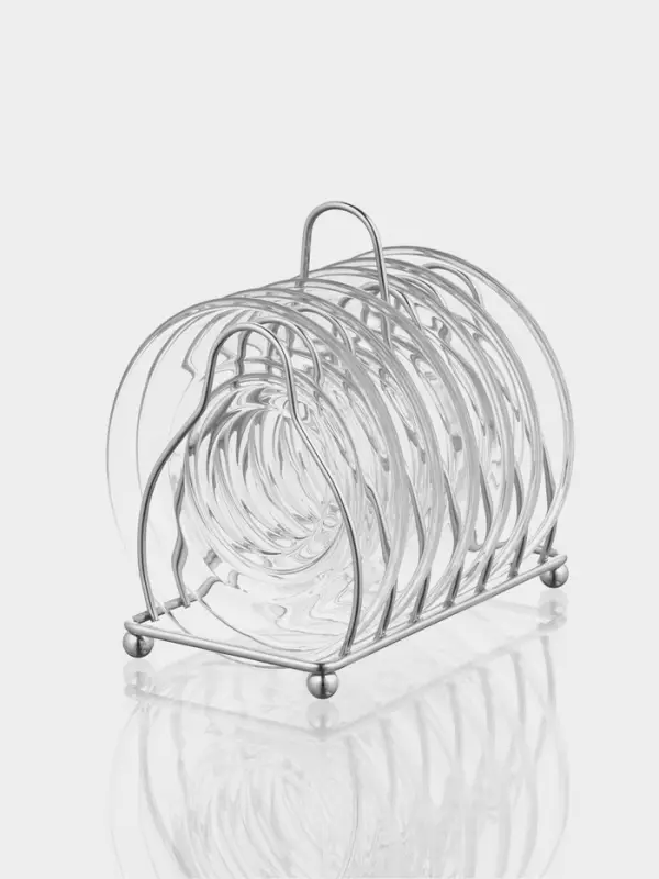 Набор блюдец на металлической подставке &laquo;Удобство&raquo;, 7 предметов: 6 блюдец d=13 см, 1 подставка