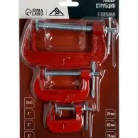 Набор струбцин G-образных ЛОМ, 1-2-3" (25-50-75 мм), 3 шт.