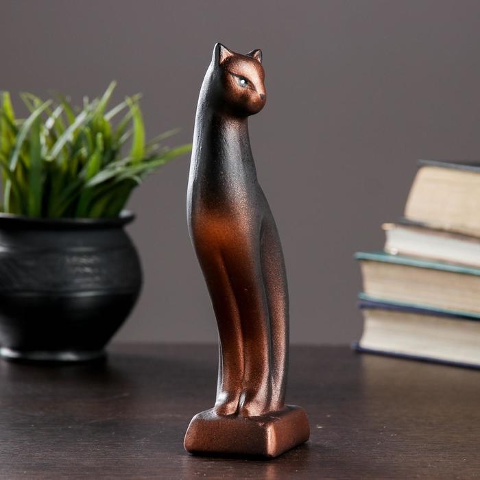 Фигура  Фигура "Кошка Рысь" чёрная с медью 6х5х21см