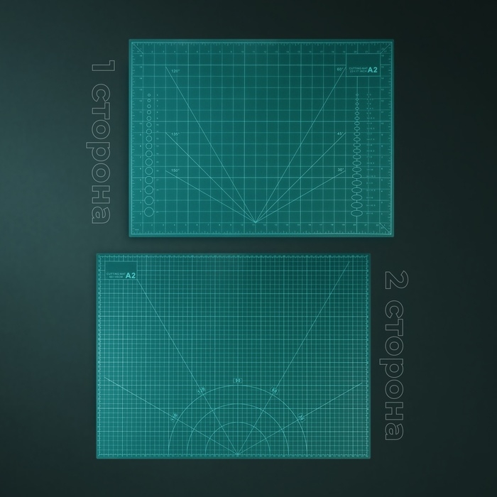 Мат для резки, трёхслойный, 60 × 45 см, А2, цвет зелёный Мат для резки, трёхслойный, 60 × 45 см, А2, цвет зелёный