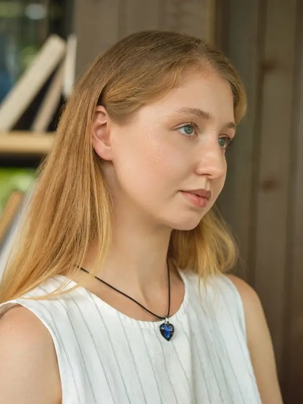 Кулон на шнурке &laquo;Муранское стекло&raquo;, малый, сердечко темное, МИКС, 45 см