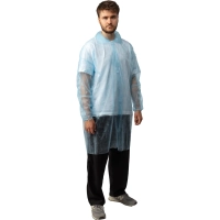 Халат н/с процед, рук.рез, на липуч, XXL, дл.110см, пл 17, голуб, 10шт/уп