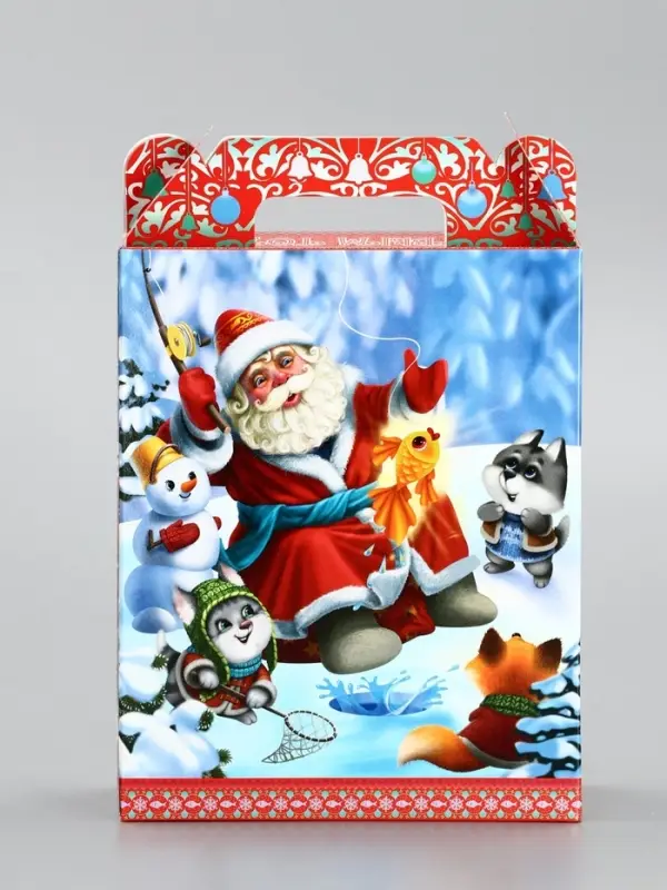 Подарочная коробка новогодняя «Золотая рыбка» 14×6×21 см Подарочная коробка новогодняя «Золотая рыбка» 14×6×21 см