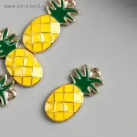 Декор для творчества металл, эмаль &laquo;Ананас&raquo;, золото, 1.4&times;1.2 см