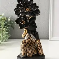 Бюст полистоун "Девушка с цветком, в наряде в клетку" чёрный 13,3х12,3х29,5 см Бюст полистоун "Девушка с цветком, в наряде в клетку" чёрный 13,3х12,3х29,5 см
