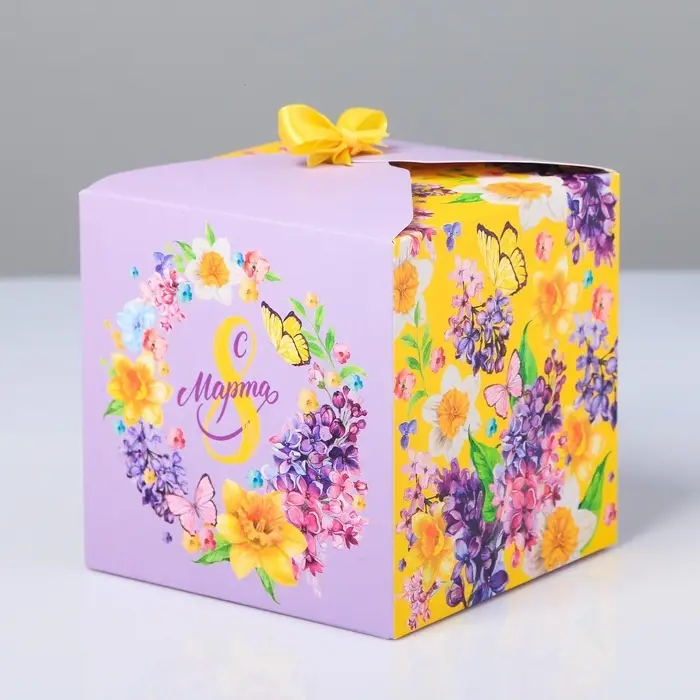 Коробка подарочная складная, упаковка, «С 8 Марта», 12 х 12 х 12 см Коробка подарочная складная, упаковка, «С 8 Марта», 12 х 12 х 12 см