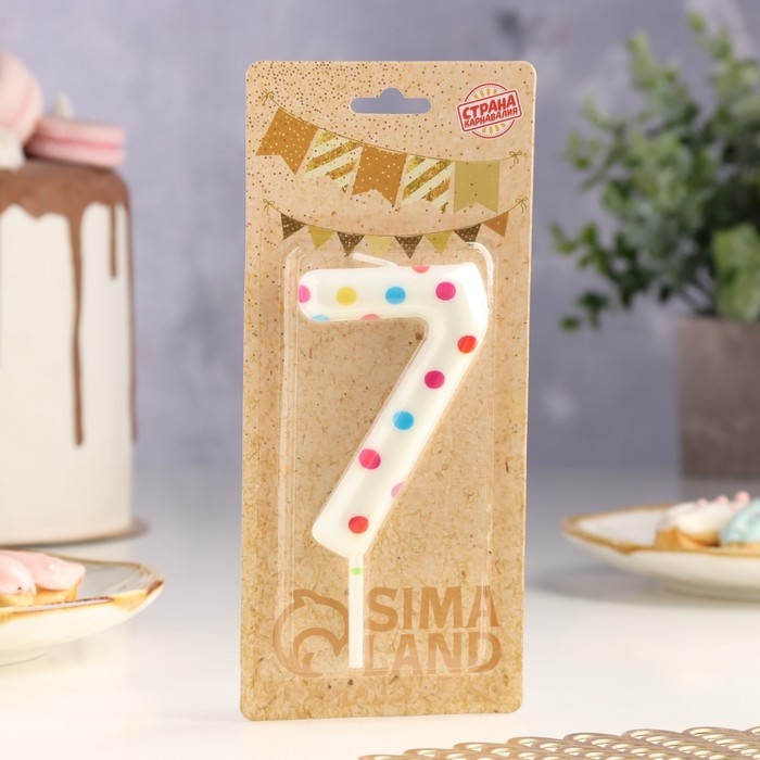 Свеча в торт на день рождения «Конфетти», цифра  Свеча в торт на день рождения «Конфетти», цифра "7" , ГИГАНТ, 9 см