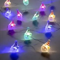 Гирлянда &laquo;Нить&raquo; 2 м, роса с насадками &laquo;Дед Мороз&raquo;, IP20, серебристая нить, 20 LED, 2 режима, от батареек АА&times;2, свечение мульти