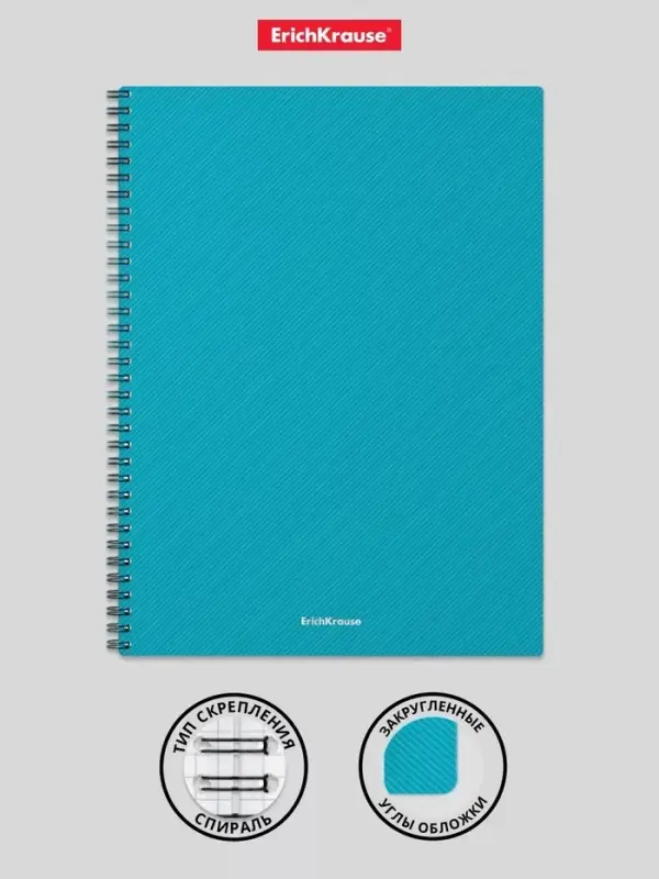 Тетрадь на спирали ErichKrause. Glance Vivid A4, 80 листов, в клетку, пластиковая обложка, блок офсет, МИКС