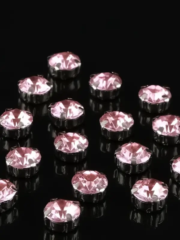 Стразы пришивные «Шатон», круглые, в цапах, d=10 мм, 20 шт., розовые Стразы пришивные «Шатон», круглые, в цапах, d=10 мм, 20 шт., розовые