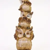 Садовая фигура из полистоуна &laquo;Трио сов&raquo;, 11.5&times;9.5&times;30 см, Greengo