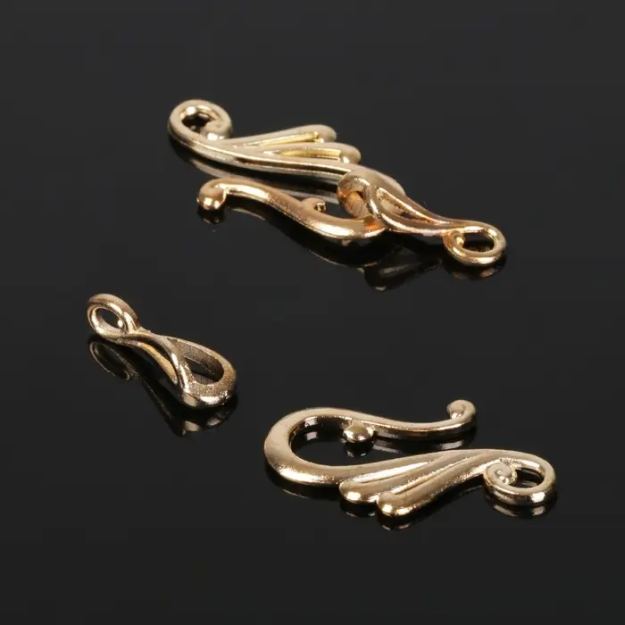 Замок-крючок с ответной частью «Завитки» 5373, (набор 2 шт.), цвет золото