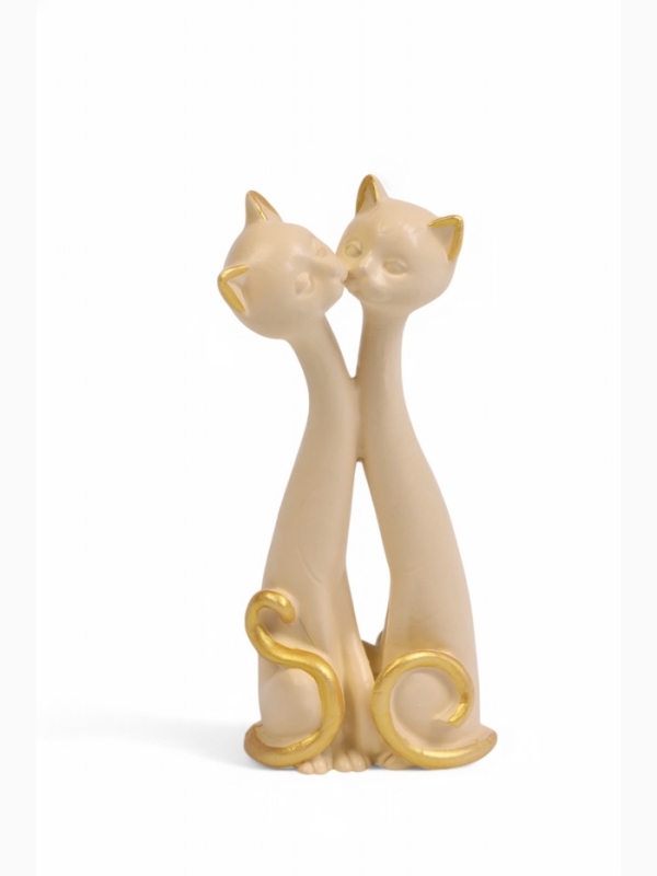 Фигура Фигура "Влюбленные кот и кошечка" 15х4х6см, бежевый с золотом