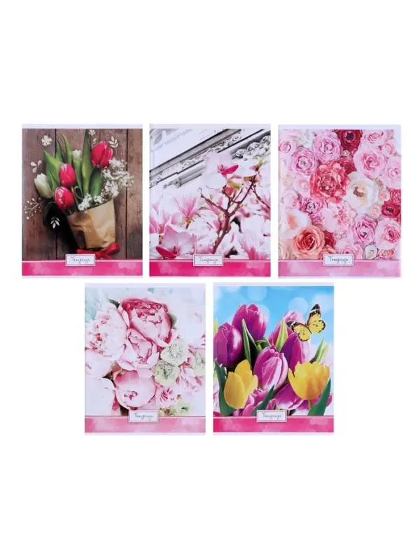 Тетрадь 48 листов в клетку, Calligrata &laquo;Яркие цветы&raquo;, МИКС