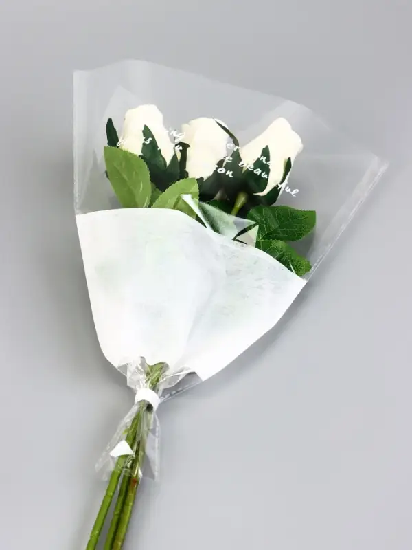 Пакет конус для цветов, с нетканым материалом, 26+7×37 см, белый Пакет конус для цветов, с нетканым материалом, 26+7×37 см, белый