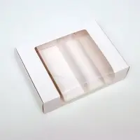 Коробка складная, под 4 эклера, белая, с окном, 20&times;15&times;5 см