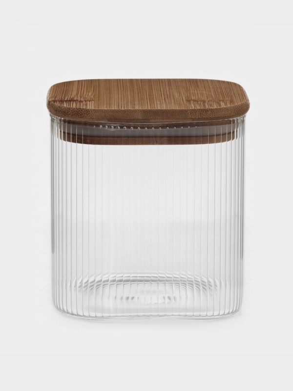Банка для сыпучих продуктов с бамбуковой крышкой "Эко. Квадрат" 800 мл, 10х10 см