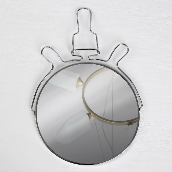 Зеркало настольное, с увеличением х2, настенное, двустороннее, 20&times;24 см, (d=18.5 см), металлическое