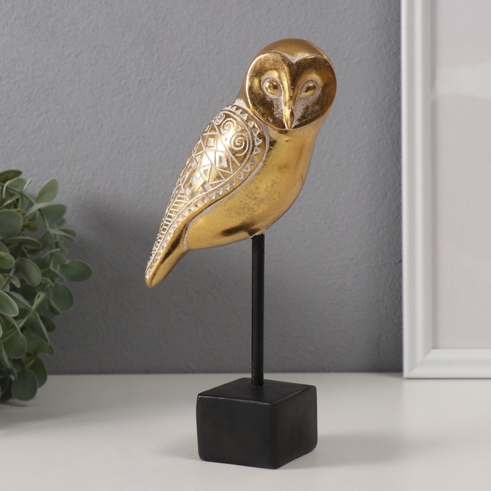 Сувенир полистоун Сувенир полистоун "Золотая сова сипуха" геометрические узоры 10,8х7,3х21 см