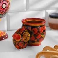 Банка для хранения сыпучих продуктов &laquo;Чайница&raquo;, 11&times;9 см, хохлома, дерево, МИКС
