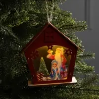 Подвеска световая &laquo;Дед Мороз и Снегурочка&raquo;, 16&times;7&times;15.5 см, 1 LED, от батареек AG10&times;3, свечение тёплое белое