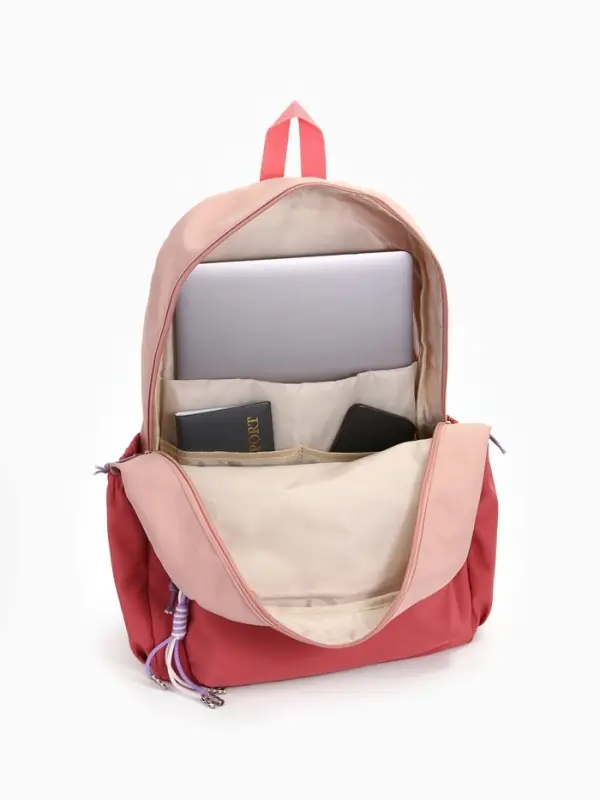 Рюкзак молодёжный на молнии, с карманами, двухцветный, размер 31&times;15&times;46 см, розовый