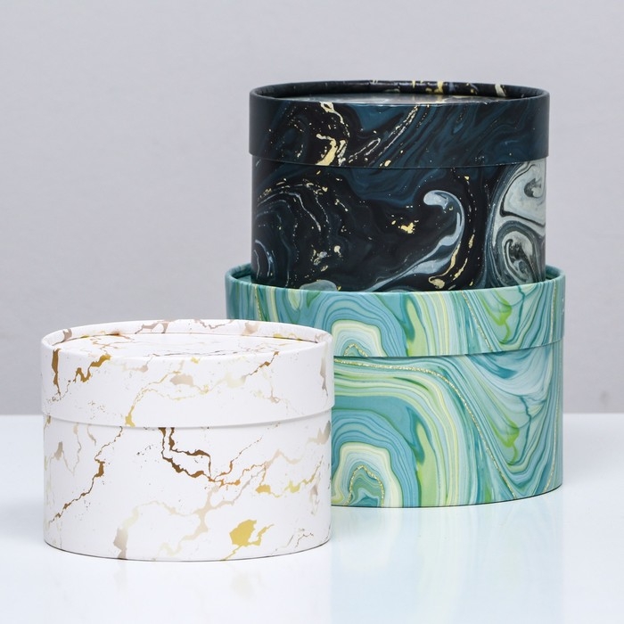 Набор шляпных коробок 3 в 1,"Тонкие грани",16 х 10,14 х 9,13 х 8,5 см