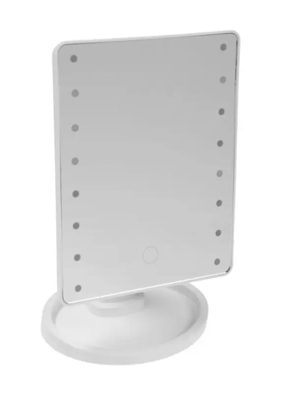 Зеркало KZ-06, подсветка, настольное, 26.5&times;16&times;12 см, 16 диодов, сенсорная кнопка, белое