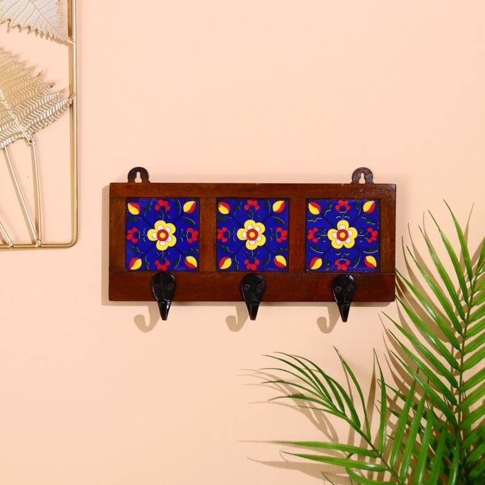 Вешалка Вешалка "Узоры" дерево, 3 крючка