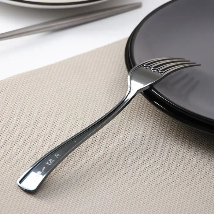 Вилка одноразовая, 18.5 см, пластик, серебристая