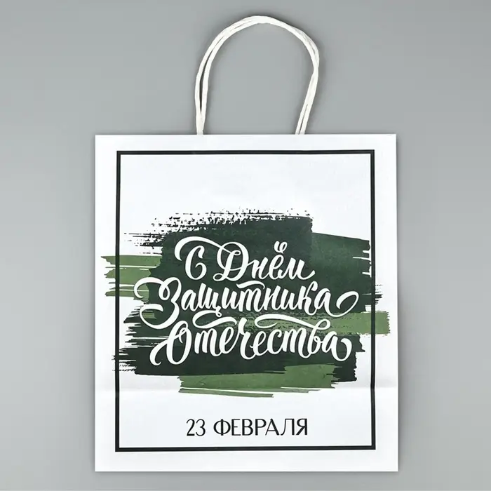 Пакет подарочный крафт &laquo;23 февраля&raquo;, 25&times;22&times;12 см