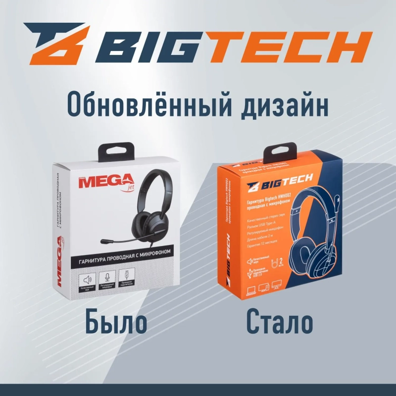 Гарнитура  HWH002 проводные с микрофоном USB 2.0/регулятор/2м