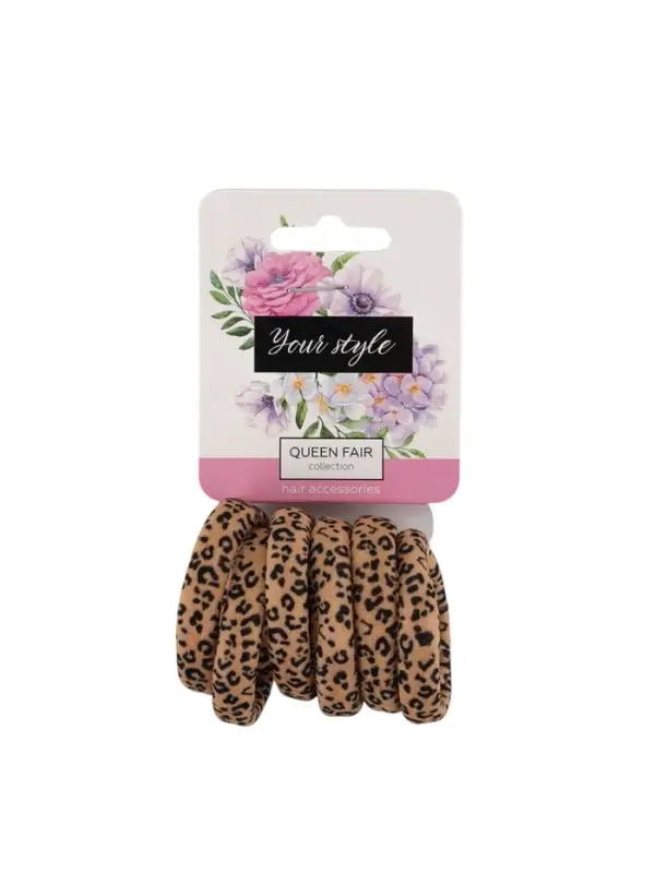 Резинки для волос &laquo;Спорт принт&raquo;, набор 6 шт., мини лео, 3.5 см, коричневые