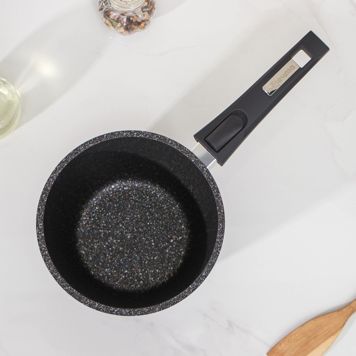 Ковш «Гранит Stаr», 1,7 л, съёмная ручка, стеклянная крышка, антипригарное покрытие, цвет тёмно-синий Ковш «Гранит Stаr», 1,7 л, съёмная ручка, стеклянная крышка, антипригарное покрытие, цвет тёмно-синий