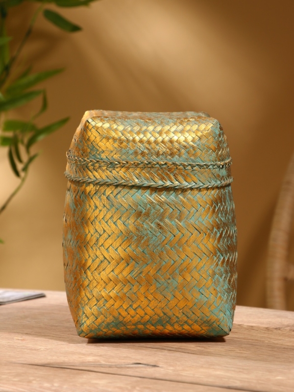 Корзинка плетеная "Голден" 16х16х23 см, голубой