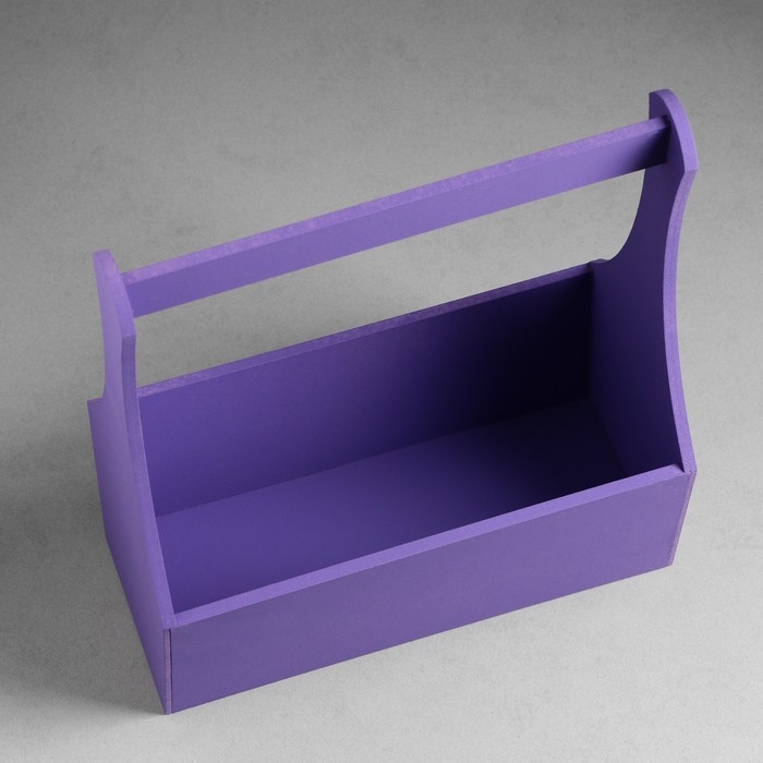 Кашпо деревянное  Кашпо деревянное "Виллиан Лонг", с ручкой, 25×12,5×10(28) см Фиолетовый