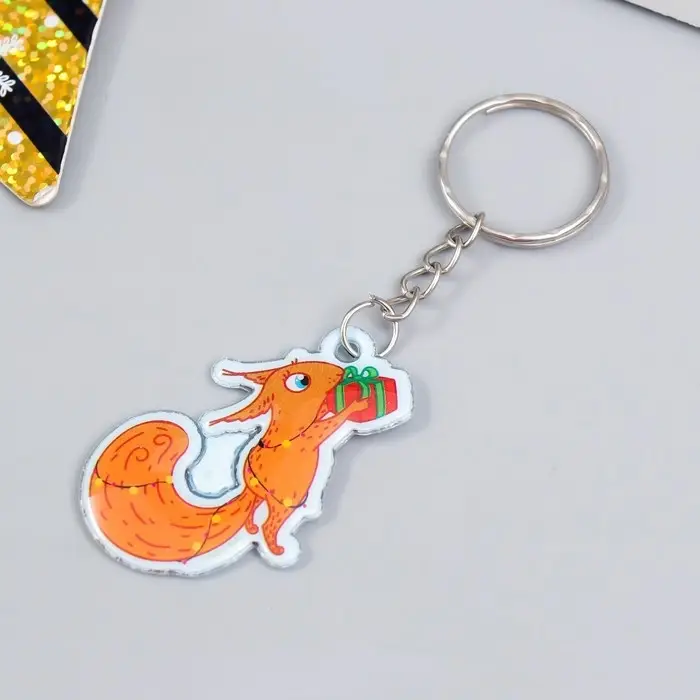 Брелок ПВХ Брелок ПВХ "Белочка с подарком" мягкий 3х4 см